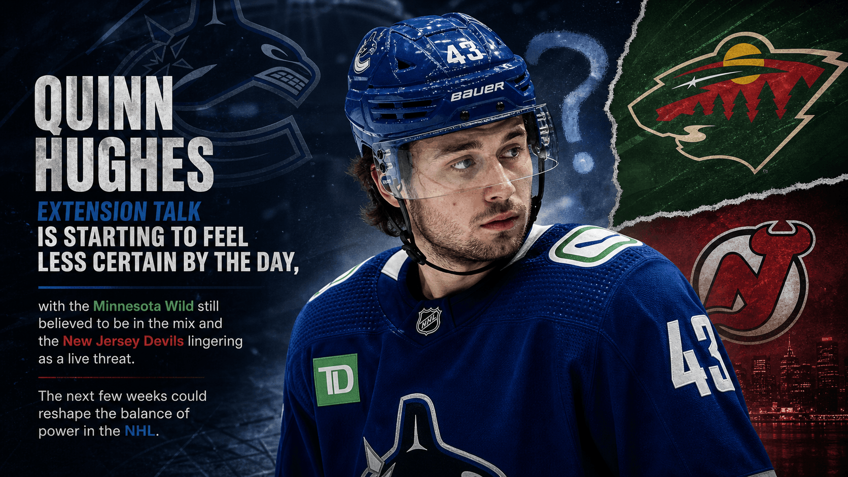Quinn Hughes Extension Talk Heats Up as Wild, Devils Circle a Massive Decision