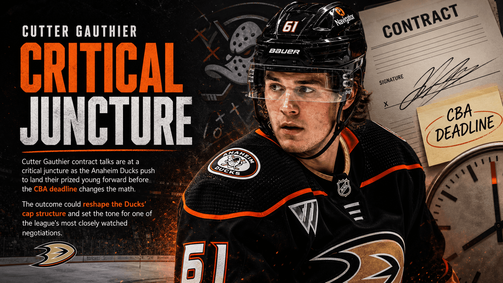 Cutter Gauthier Contract Talks Heat Up as Ducks Face Deadline Pressure