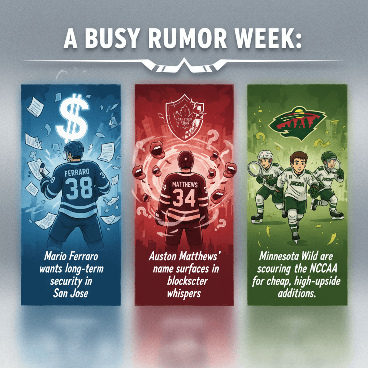 NHL Rumors Roundup: Ferraro Future, Matthews Trade Chatter, Wild Target College Free Agents