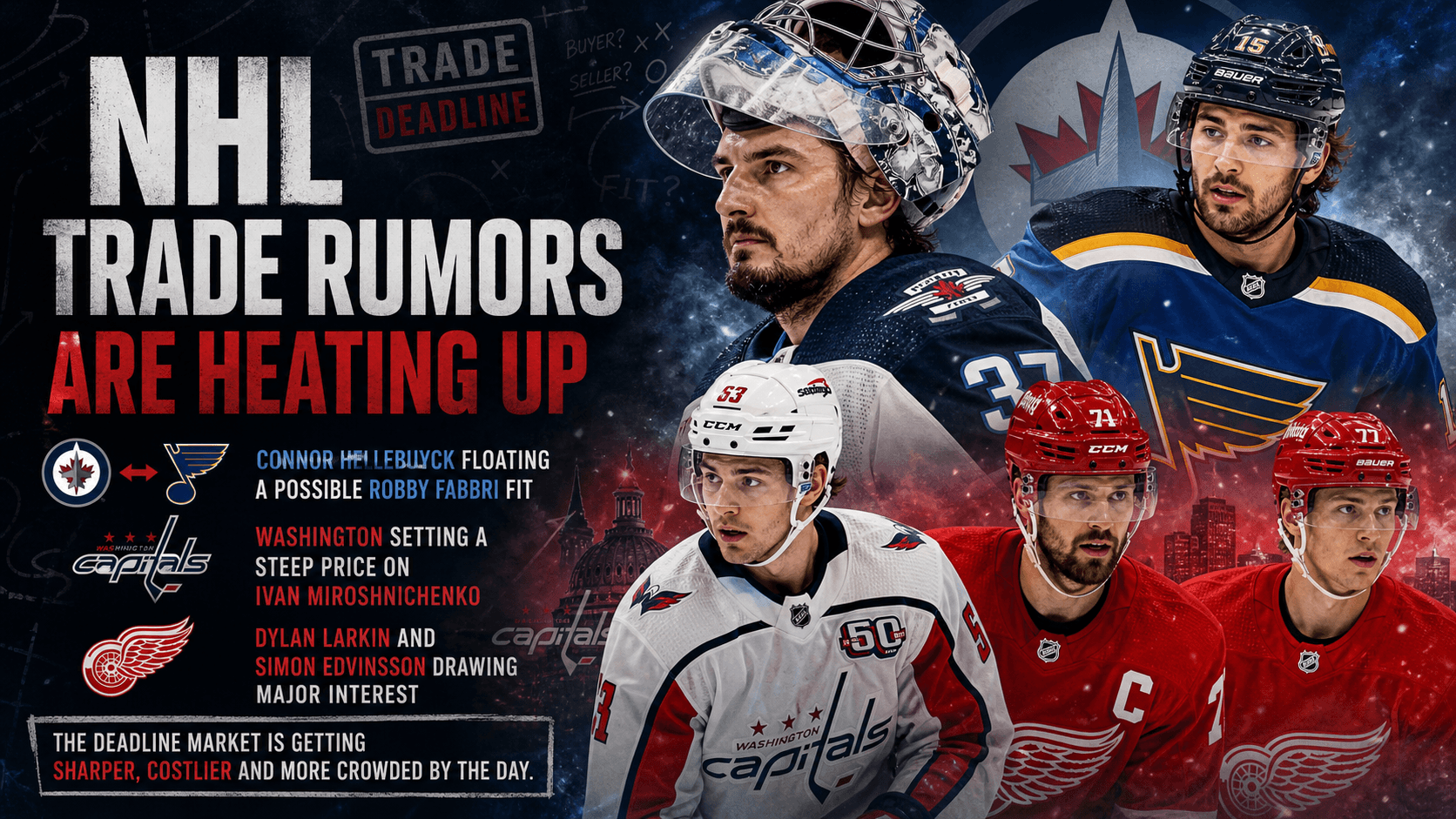 NHL Trade Rumors: Hellebuyck, Fabbri, Miroshnichenko and Larkin Shake Up the Market